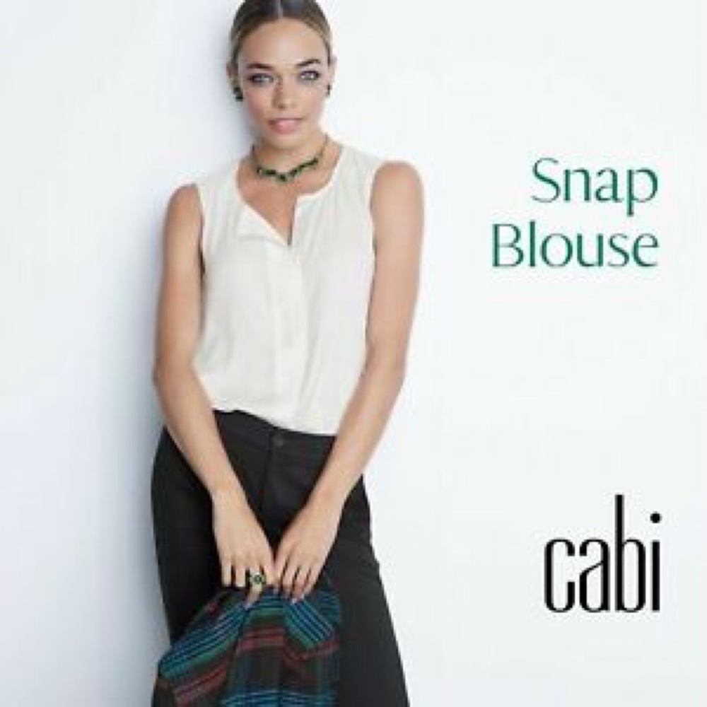 Cabi sleeveless snap top blouse white XL
